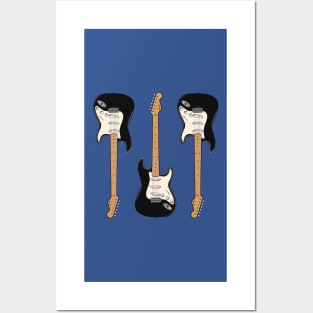 Triple Black Stratocaster Posters and Art